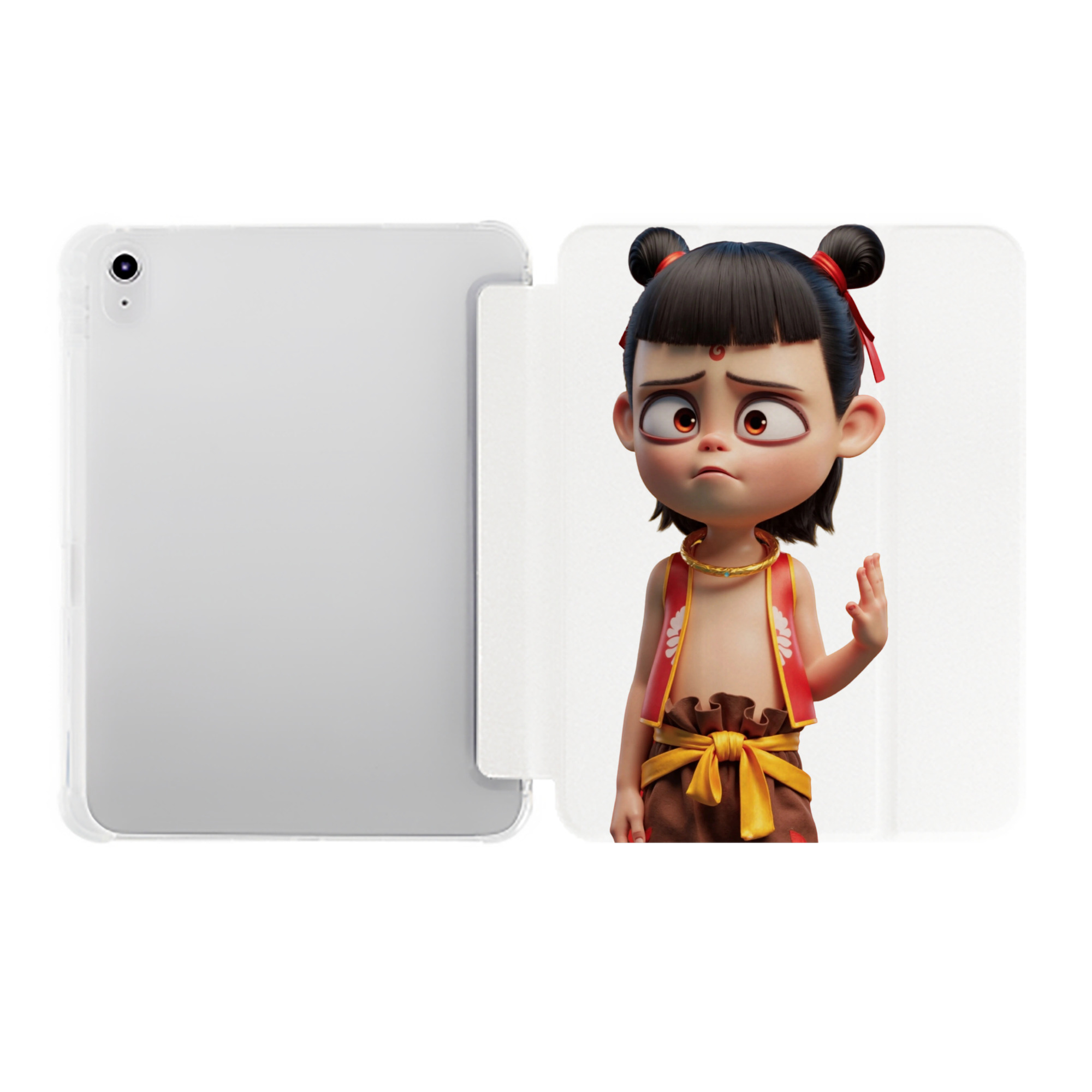 （画像用） Ne Zha 2 ナタ 魔童の大暴れ IPad ケース ペン収納付き 三つ折りスタンド PUレザー×シリコン 対応機種9.5/10.5/10.9インチ